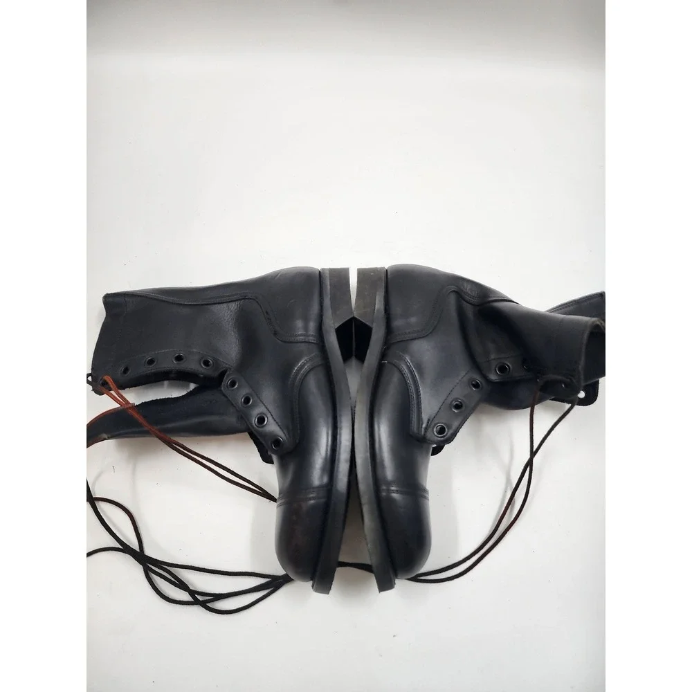 Vintage Black Leather Military Paratrooper Combat Boots Cap Toe Mens Size 8 R